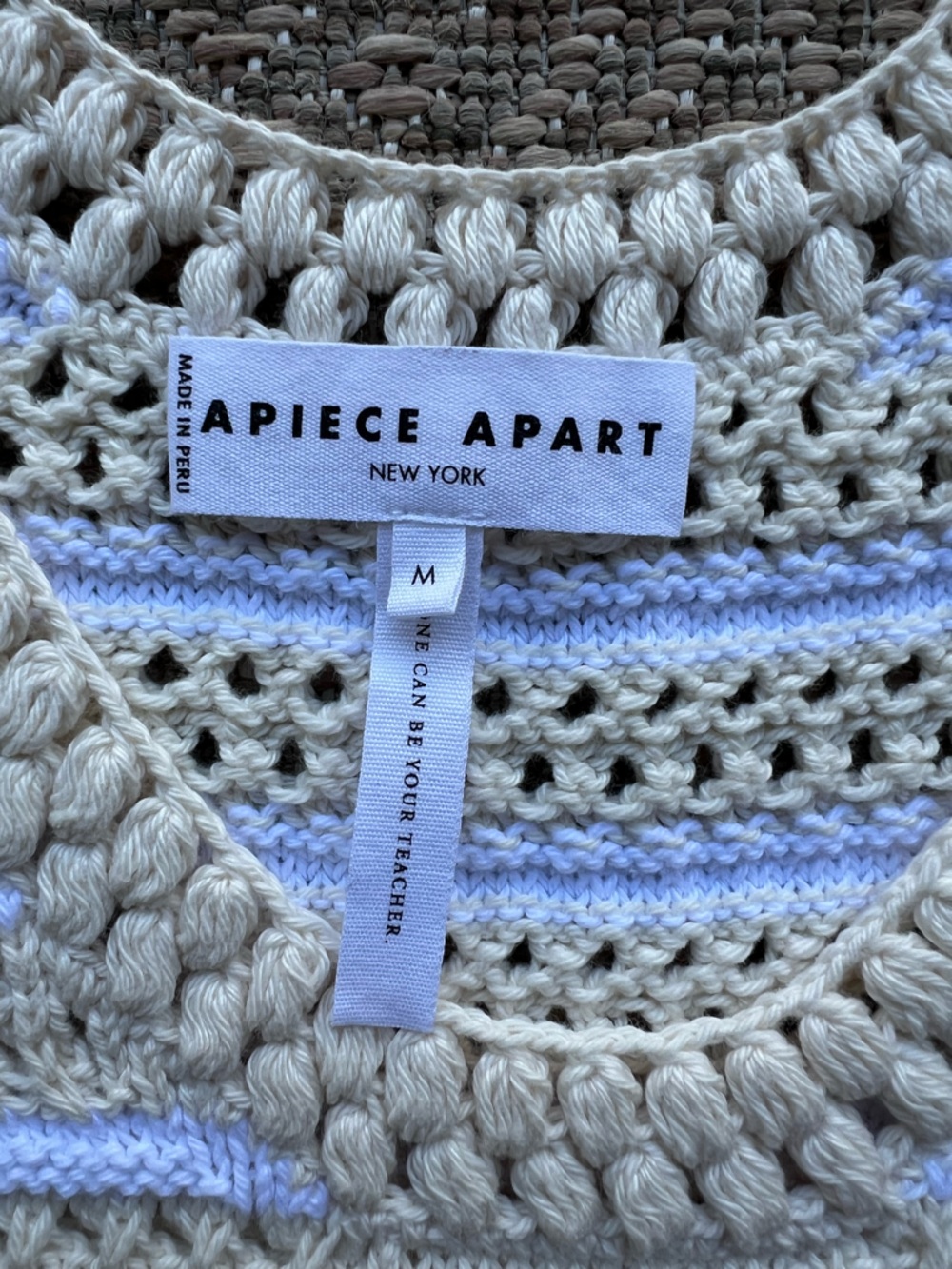 Apiece Apart Crochet Knit Tunic Mini Dress Cream Womens Size M - Picture 3 of 6